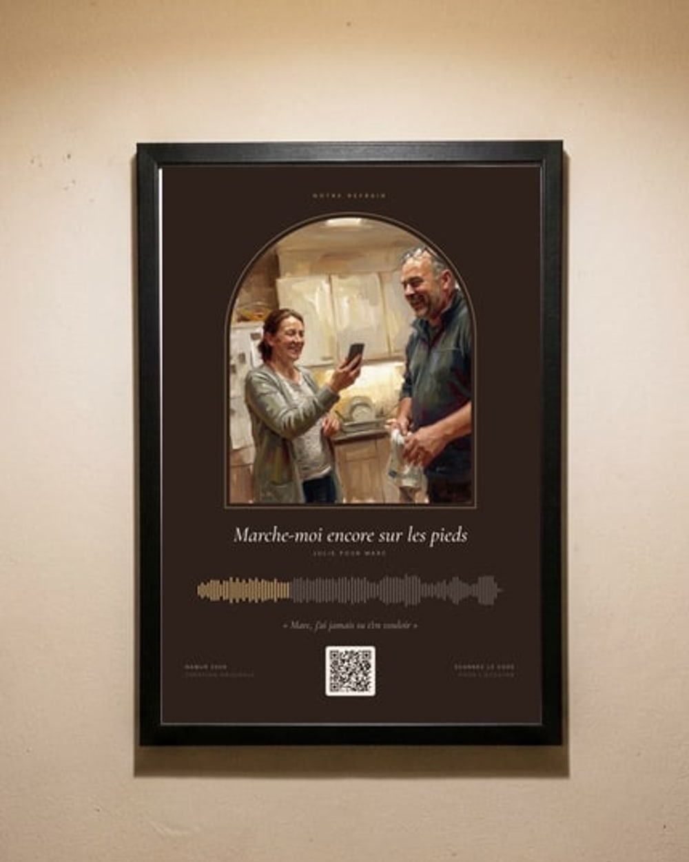Exemple de poster avec QR code, imprimé et encadré