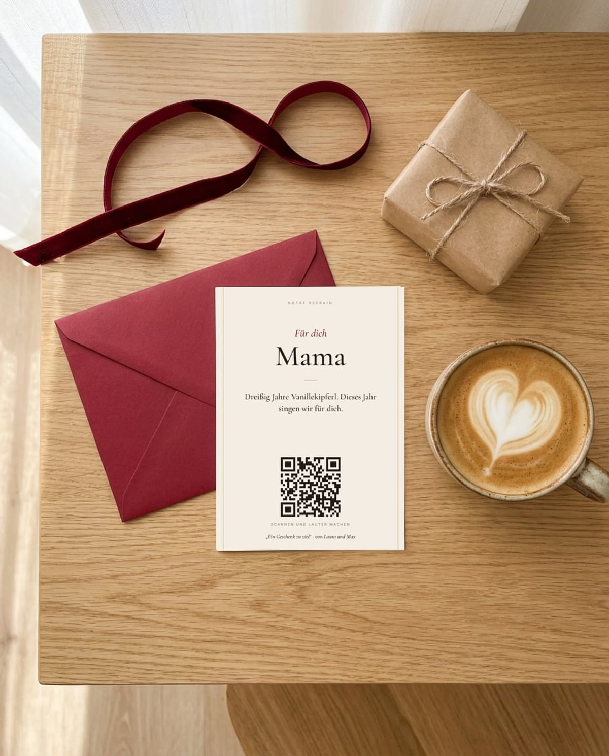 Die gedruckte Geschenkkarte mit QR-Code
