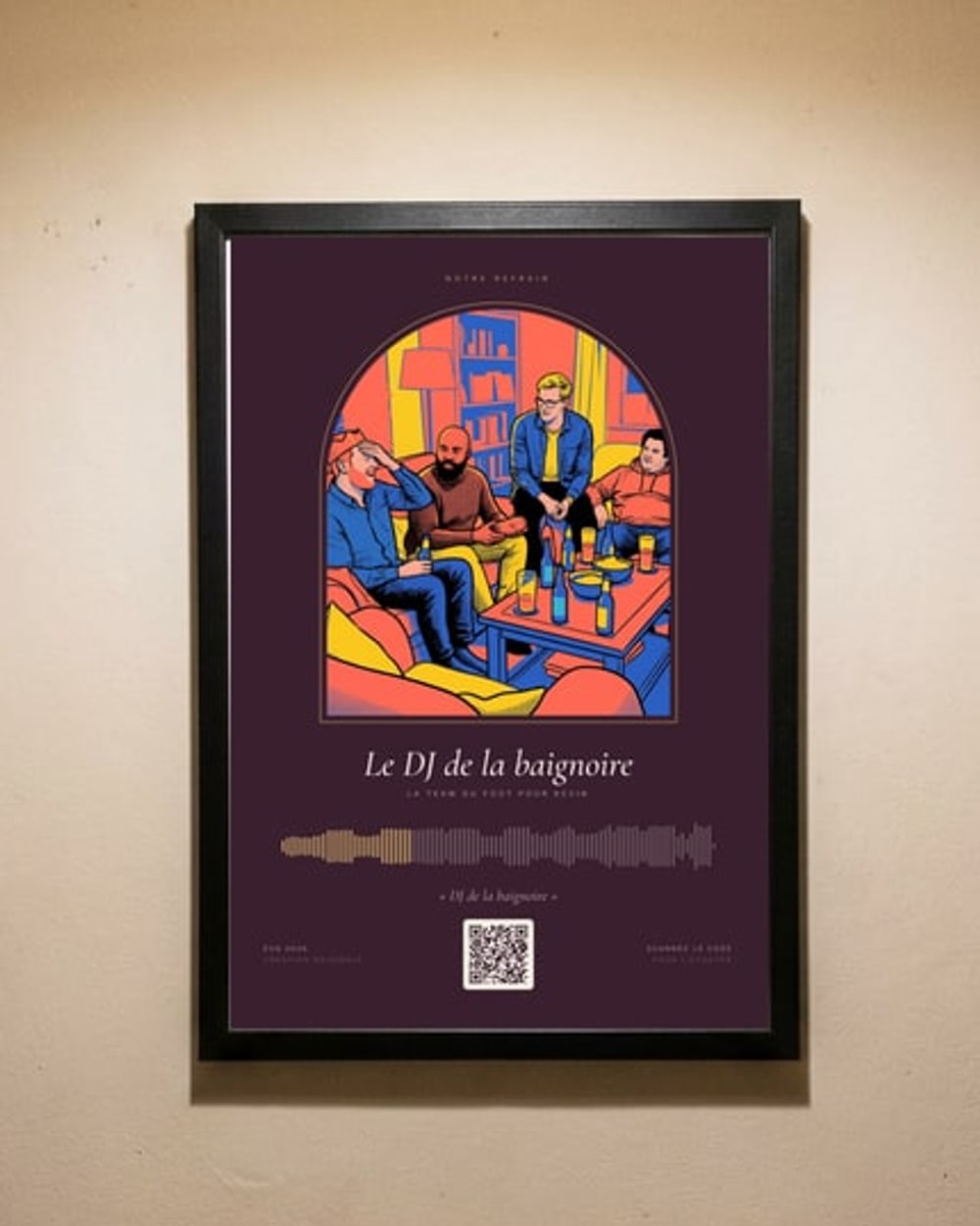 Exemple de poster avec QR code, imprimé et encadré