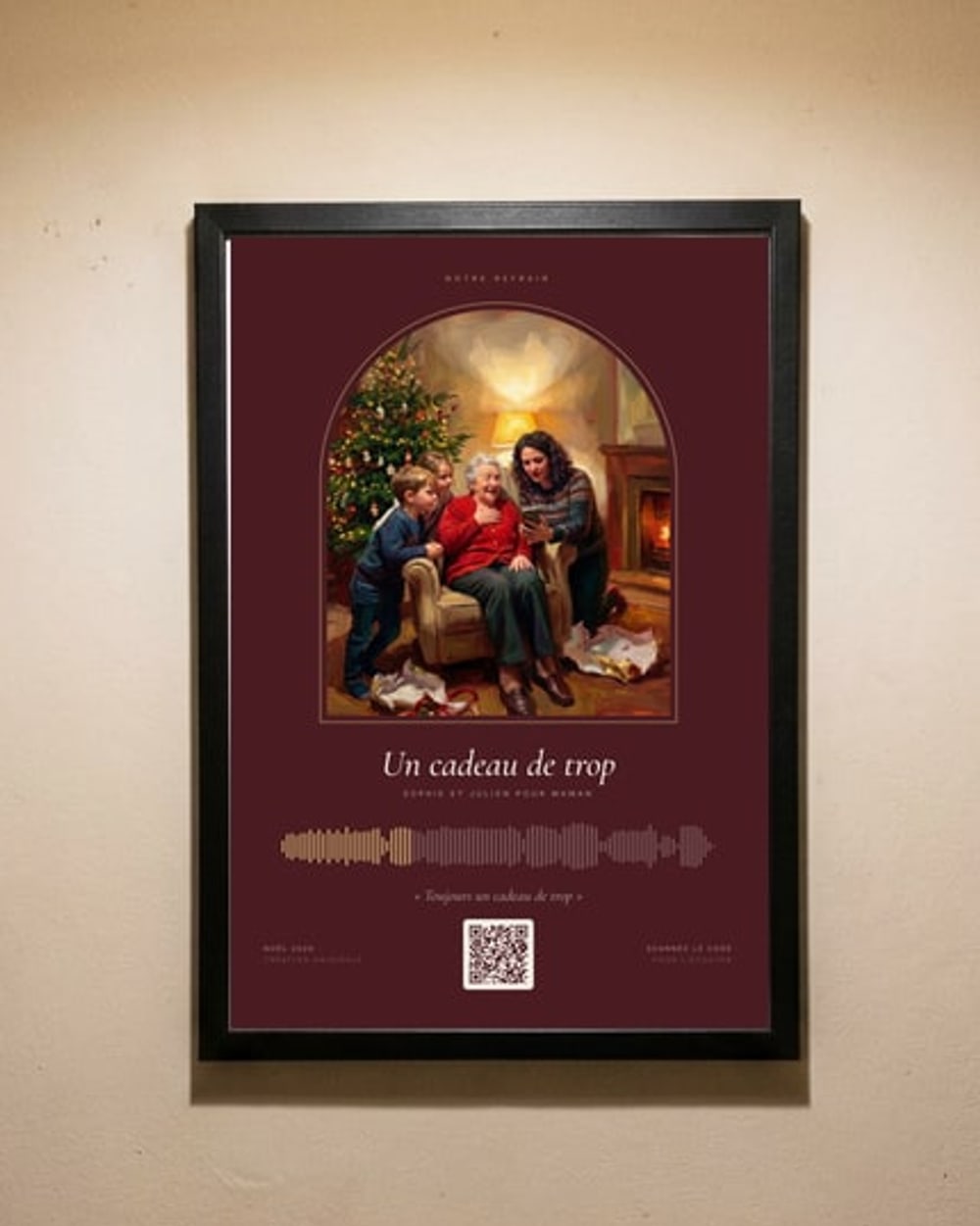 Exemple de poster avec QR code, imprimé et encadré